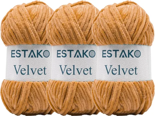Miniatura 37 de Estako Manta de felpilla de terciopelo amigurumi para tejer y tejer, súper voluminosa, 3.53 oz (132 yardas) (1710 - naranja)