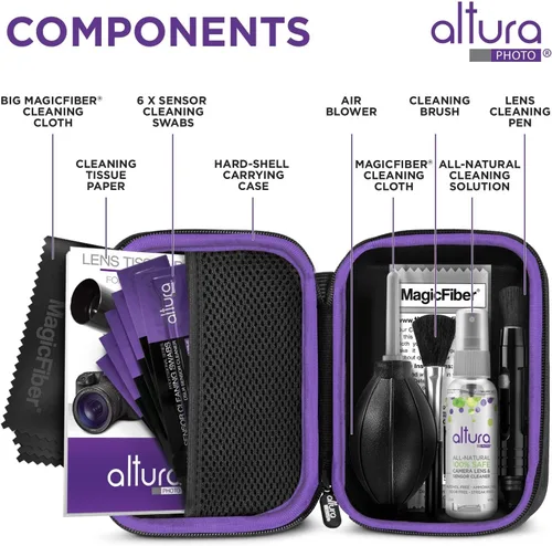 Miniatura 2 de Altura Photo Kit profesional de limpieza de cámara para cámaras DSLR APS-C y sin espejo, limpiador de lentes y sensores, incluye funda, aerosol