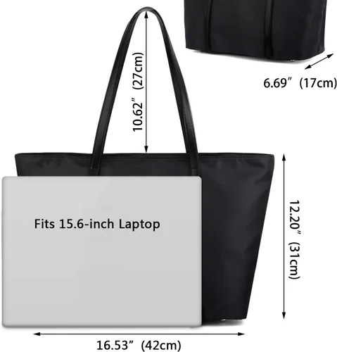 Miniatura 7 de YALUXE Bolso de mano para mujer, bolso de hombro de nailon de cuero para mujer, bolso de trabajo de gran capacidad, bolso imprescindible