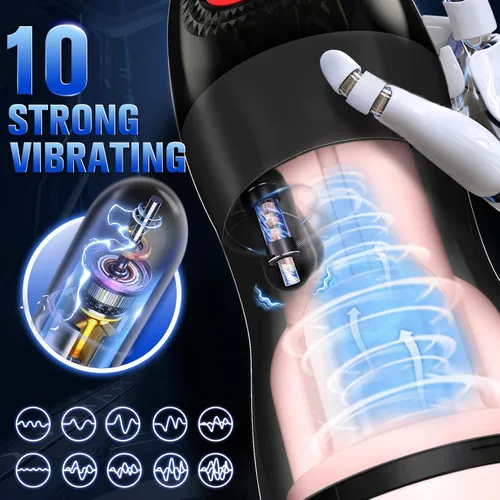 Miniatura 3 de Masturbador masculino automático, bomba de pene con 9 succiones y 10 vibraciones y calentamiento, juguetes sexuales masculinos, masturbador de Negro