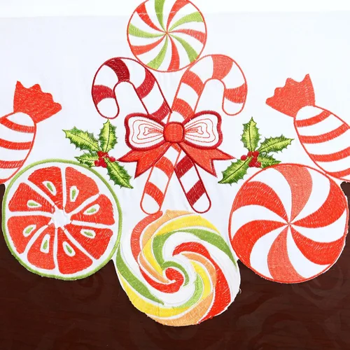 Miniatura 3 de Cenefa de Cortina de Ventana de Cocina con Bolsillo para Barra Bordada de Bastón de Caramelo de Navidad y Fiestas A 58 × L 14 Pulgadas