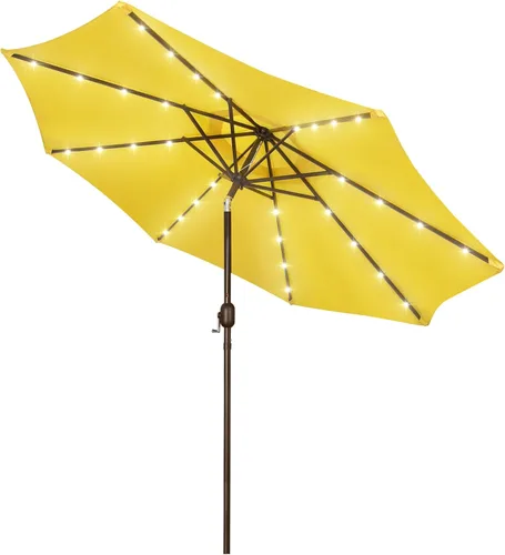 Miniatura 20 de Blissun - Sombrilla solar de 9 pies, 32 luces LED, parasol de mesa para patio, jardín, cubierta, piscina y playa (gris)