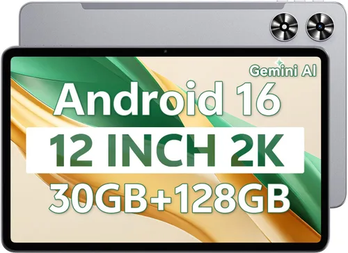 SVITOO Tablet de 12 pulgadas, tableta Android 16, pantalla grande de 12 pulgadas, pantalla 2K, Octa-Core, 30 GB de RAM 128 GB de almacenamiento 1 TB