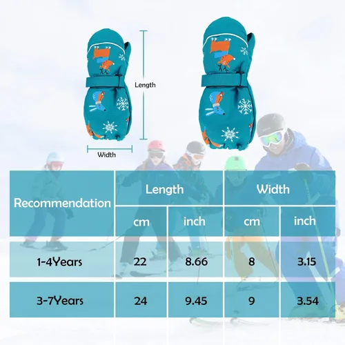 Miniatura 6 de Guantes de invierno impermeables para niños pequeños, guantes de esquí de vellón cálido para nieve, para bebé niño y niña, clima frío