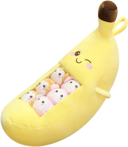 REFAHB Linda almohada de plátano de peluche, juguetes extraíbles y esponjosos, regalos creativos para adolescentes, niñas y niños
