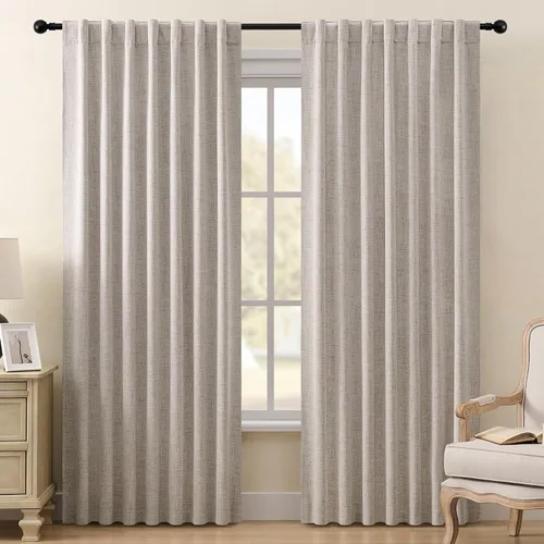 Miniatura 8 de Miss Seltex - Cortinas de lino 100% opacas para dormitorio, con aislamiento térmico, con textura de lino, con pestaña trasera, cortinas opacas