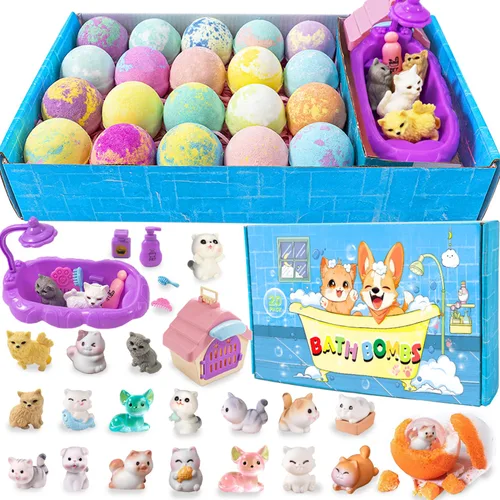 Bombas de baño infantiles con sorpresa en el interior, set de regalo de 20 unidades, baño de burbujas natural y orgánico para niños de espuma
