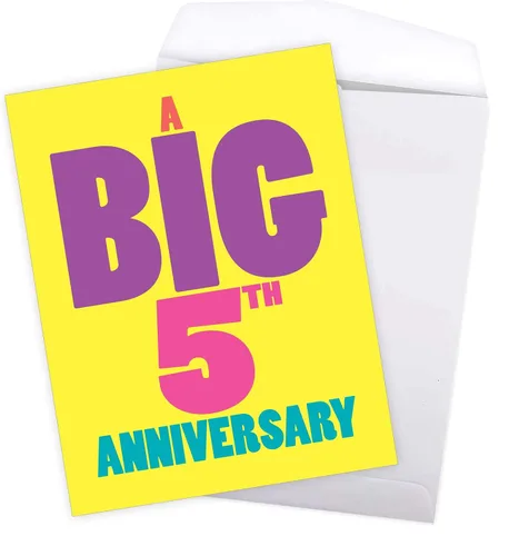 Miniatura 5 de NobleWorks - Tarjeta de felicitación de aniversario de 5ª boda grande de 8.5 x 11 pulgadas - Matrimonio de 5 años con sobre para hombres, mujeres