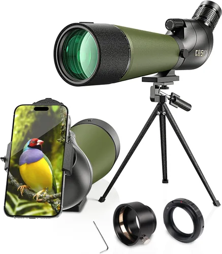 Gosky Actualizado 20-60x80 Alcance de Observación con Trípode, Bolsa de Transporte - Alcance BAK4 Angulado para Tiro al Blanco, Caza, Observación de