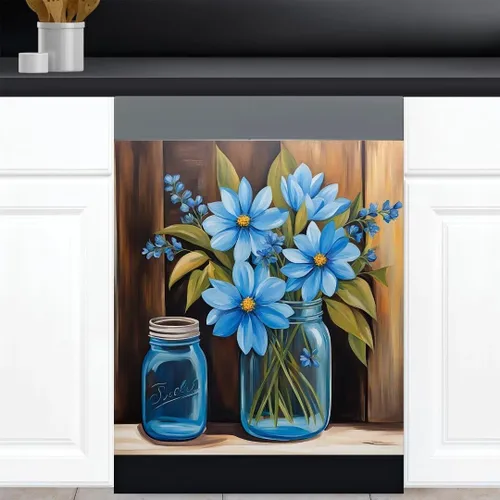 Miniatura 8 de Calcomanía magnética de vinilo para lavavajillas con diseño de florero de granja rústica, diseño floral para decoración del hogar, cubierta