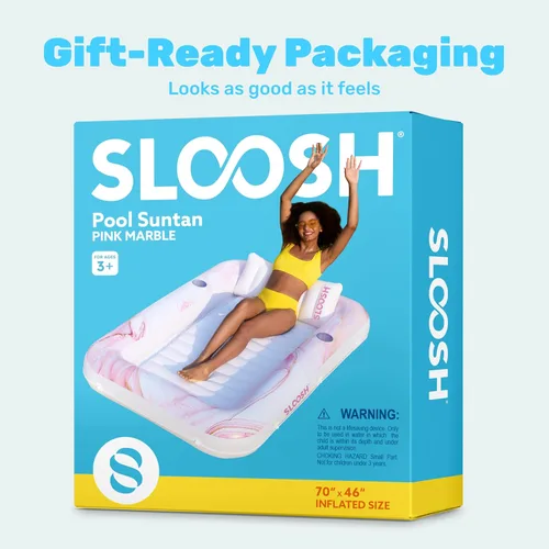 Miniatura 9 de SLOOSH Inflatable Tanning Pool Lounger Float, 70" x 46" Pool Floats Adult with Pillow, 4 in 1 Suntan Tub Raft Floatie,Sunbathing Bed Lounge for