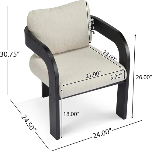 Miniatura 2 de Christopher Knight Home Yorick - Juego de 2 sillas de comedor modernas con cojín, juego de sillones de comedor de madera maciza, respaldo curvado