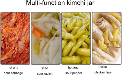Miniatura 5 de ZHOUXIAO Tarro de fermentación tradicional de cerámica para pepinillos, tarro de fermentación chino con patrón de loto, tanque de fermentación