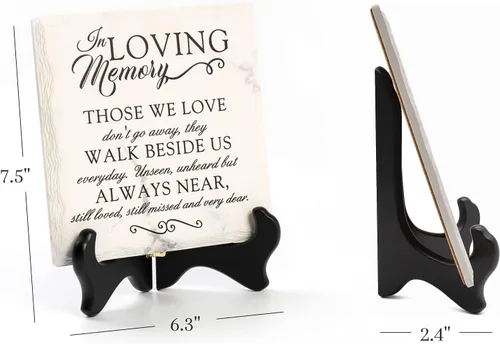 Miniatura 4 de LukieJac - Regalos de condolencia para la pérdida de un ser querido en memoria de madre y padre, placa con soporte de madera, regalos
