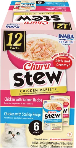 Miniatura 19 de INABA Churu - Estofado para gatos, bolsa de guarnición con vitamina E, 1.4 onzas por bolsa, 12 bolsas, variedad de pollo y mariscos