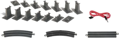 Bachmann Trenes a presión E-Z TRACK E-Z TRACK SOBRE BAJO FIGURA 8 PISTAS PACK - Riel de aleación de acero con plataforma negra - Escala HO