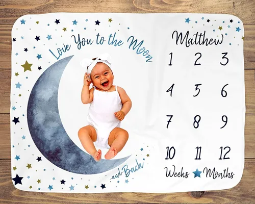 Miniatura 6 de NAZENTI Manta de bebé – Manta personalizada de elefante niña, manta personalizada de hojas de pampa, manta del mes del bebé, regalo para recién