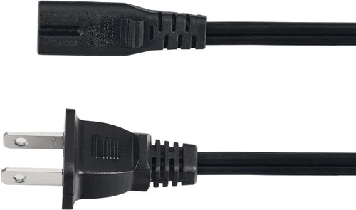 Miniatura 3 de VSEER Cable de alimentación de repuesto universal SPT2 18AWG no polarizado con certificación UL de 2 ranuras (NEMA 1-15P a IEC C7), color negro