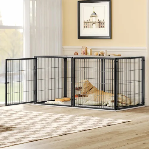 Rophefx Jaula grande para perros, jaulas de metal de 63.7 pulgadas, perreras para perros grandes y medianos, jaula extra grande para interiores,