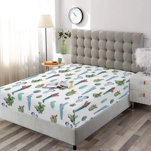 Miniatura 2 de Juego de sábanas decorativas tamaño individual XL, juego de sábanas bajeras con bolsillos profundos de cactus y 2 fundas de almohada