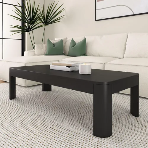 Miniatura 17 de Plank+Beam Forma - Mesa de centro moderna de 54 pulgadas con estante, mesa central contemporánea con espacio de almacenamiento, mesa de té Nuez