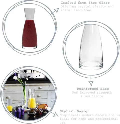 Miniatura 4 de Bormioli Rocco Ypsilon - Juego de 2 jarras de vidrio transparente de 18.5 onzas para servir agua, vino y bebidas, vasos modernos para mesa, comedor