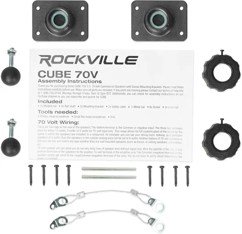Miniatura 8 de Rockville Par de altavoces de pared de cine en casa de 8,9 cm, color negro, 30W RMS, 8 ohmios, parrillas giratorias de 360 grados, audio de 2 vías