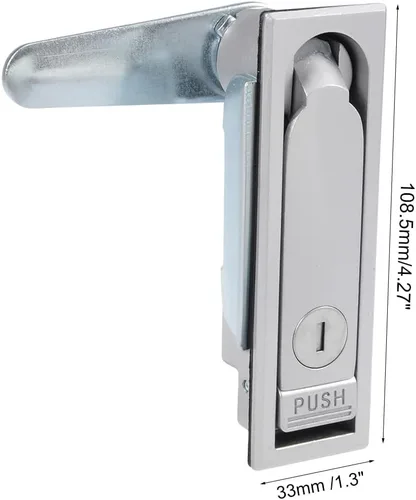 Miniatura 4 de uxcell Cerradura eléctrica para puerta de armario, apta para panel de 0.12 pulgadas (0.118 in) de grosor, tipo de empuje con llaves, 713