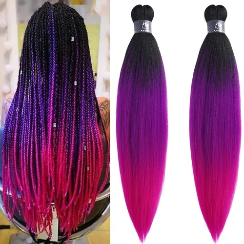 Miniatura 25 de pelo trenzado preestirado marrón, pelo trenzado Kanekalo, pelo trenzado preestirado de 26 pulgadas, 6 paquetes plegados, textura Yaki, extensiones