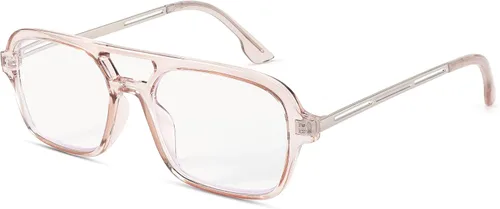 Miniatura 9 de FEISEDY Gafas de lectura retro cuadradas con bloqueo de luz azul para mujeres y hombres de los años 70, anteojos planos de aviador antifatiga