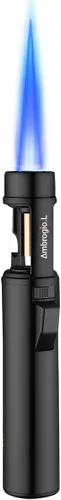 Miniatura 8 de Encendedor de antorcha de chorro de 3,272.0 °F, recargable de butano, resistente al viento, intensidad de llama ajustable con bloqueo de llama