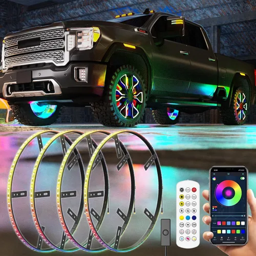 Miniatura 10 de Luces de rueda SUNPIE para camiones, luces de anillo de rueda de color de ensueño para coches con amplio ángulo para SUV con llanta de 17 pulgadas