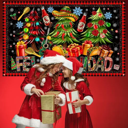 Miniatura 4 de Decoraciones de Feliz Navidad, telón de fondo para fotografía, pancarta de Navidad mexicana, decoraciones de Navidad y suministros para fiesta
