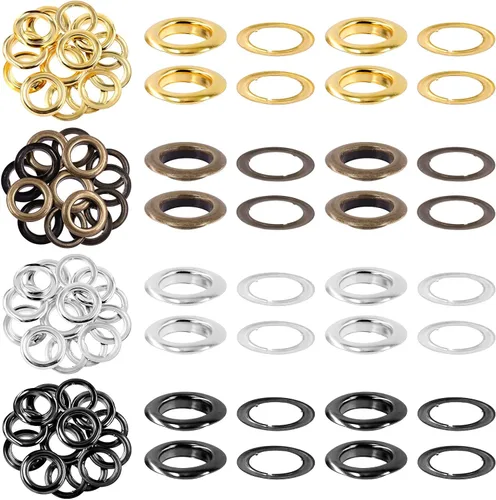 Glarks 32 piezas de 0.984 in, 4 colores, ojales de metal grueso con arandelas kit para cuero, lona, lona