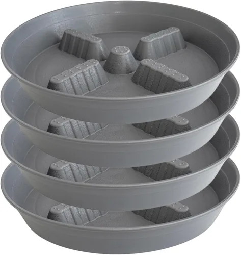 Miniatura 18 de Paquete de 4 platillos para plantas de 8 pulgadas, 10, 12, 14, 17 pulgadas, soporte para plantas de plástico para interiores y exteriores, bandejas