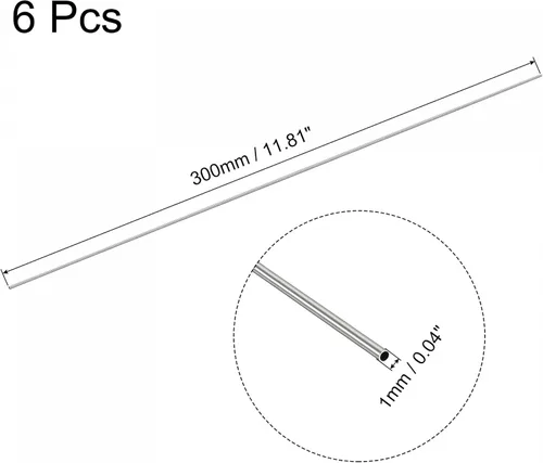 Miniatura 2 de uxcell Tubo redondo de acero inoxidable 304 0.039 in OD 0.006 in espesor de pared 11.811 in longitud 6 piezas
