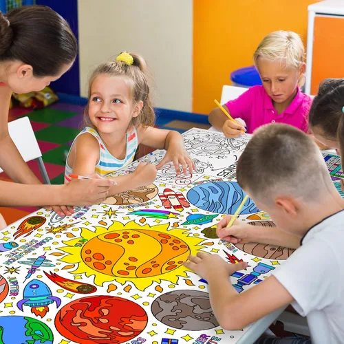Miniatura 4 de Gatherfun Póster gigante para colorear para pared de aula, versátil póster de actividades para el espacio exterior de 31.5 x 72 pulgadas, cubierta