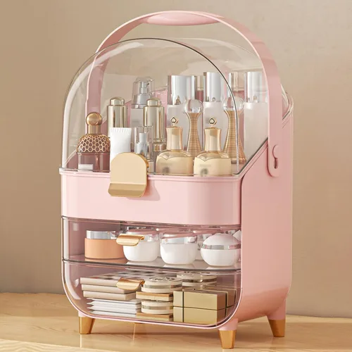Miniatura 18 de Organizador de maquillaje para encimera, soporte para cuidado de la piel, organizador de mostrador de baño, caja de almacenamiento, vitrinas