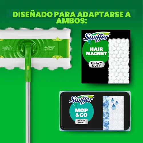 Miniatura 12 de Swiffer Kit de iniciación de lujo para el cabello con poste plegable, 9 paños secos con imán para el cabello, 2 paños húmedos adicionales para mopa