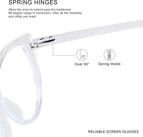Miniatura 3 de ANDWOOD Gafas de bloqueo de luz azul para mujer, bloqueo de luz azul, para computadora, ojo de gato, transparente, montura AR003 Cateye Crystal