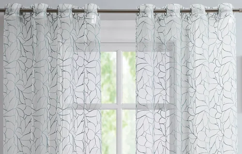 Miniatura 5 de Warm Home Designs Par de 2 cortinas de longitud corta de 54 pulgadas de ancho x 63 pulgadas de largo, cortinas transparentes bordadas con bordado