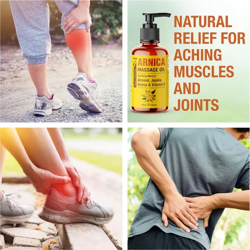 Miniatura 4 de Aceite de masaje para músculos adoloridos de Seven Minerals con árnica para terapia de masaje - 4 oz - Ideal para masaje corporal profesional