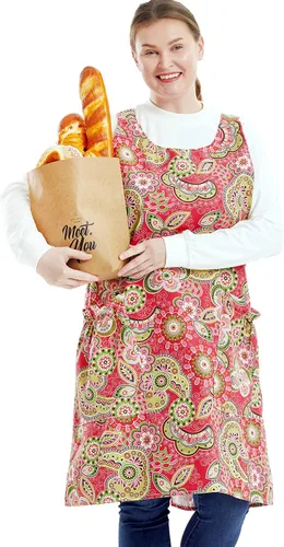 Miniatura 40 de Delantales grandes de talla grande para mujer con bolsillos de algodón y lino para hornear cocina