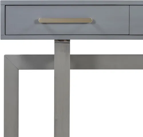 Miniatura 8 de Moderna mesa consola con 3 cajones de almacenamiento y mango de metal, elegante mesa de entrada de madera extra larga para pasillo, sala de estar