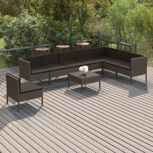Ensemble de Salon de Jardin Modulaire 9 Pièces Gris Anthracite avec Coussins, Résistant aux Intempéries, Confortable et Design Moderne Pour
