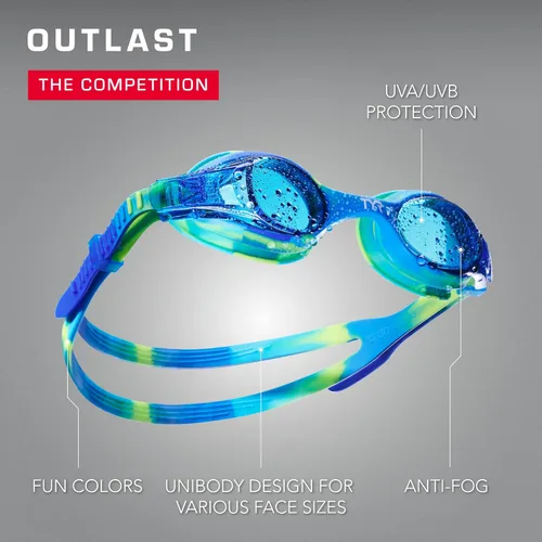 Miniatura 7 de TYR Swimple Tie-Dye Kids' Swim Goggles Azul/Verde