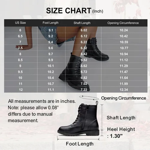 Miniatura 6 de Vepose Botas militares de combate para mujer, botas planas de tobillo en negro, con cremallera interior, estilo 925