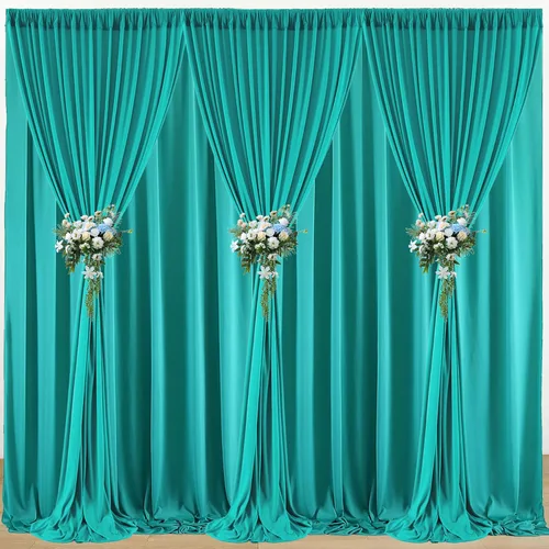 Miniatura 48 de Cortina de fondo azul bebé de 10 pies x 8 pies sin arrugas para fiesta, cortinas de fondo de poliéster azul para fotografías, decoraciones para baby