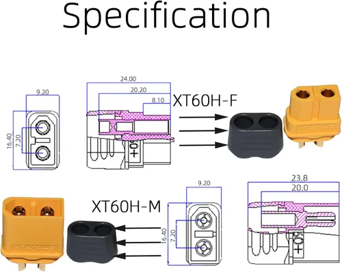 Miniatura 2 de 10 pares XT60H (XT60 Uograde) macho hembra bala conectores para RC Lipo batería RC Drone Accesorios de avión XT60 Conectores Enchufes