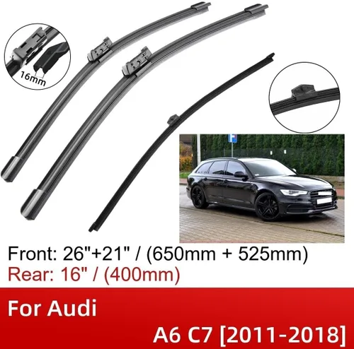 Miniatura 2 de Compatible con Audi A6 C7 2011-2018 26 + 21 pulgadas + 16 pulgadas limpiaparabrisas delantero trasero escobillas, escobillas, accesorios de cortador